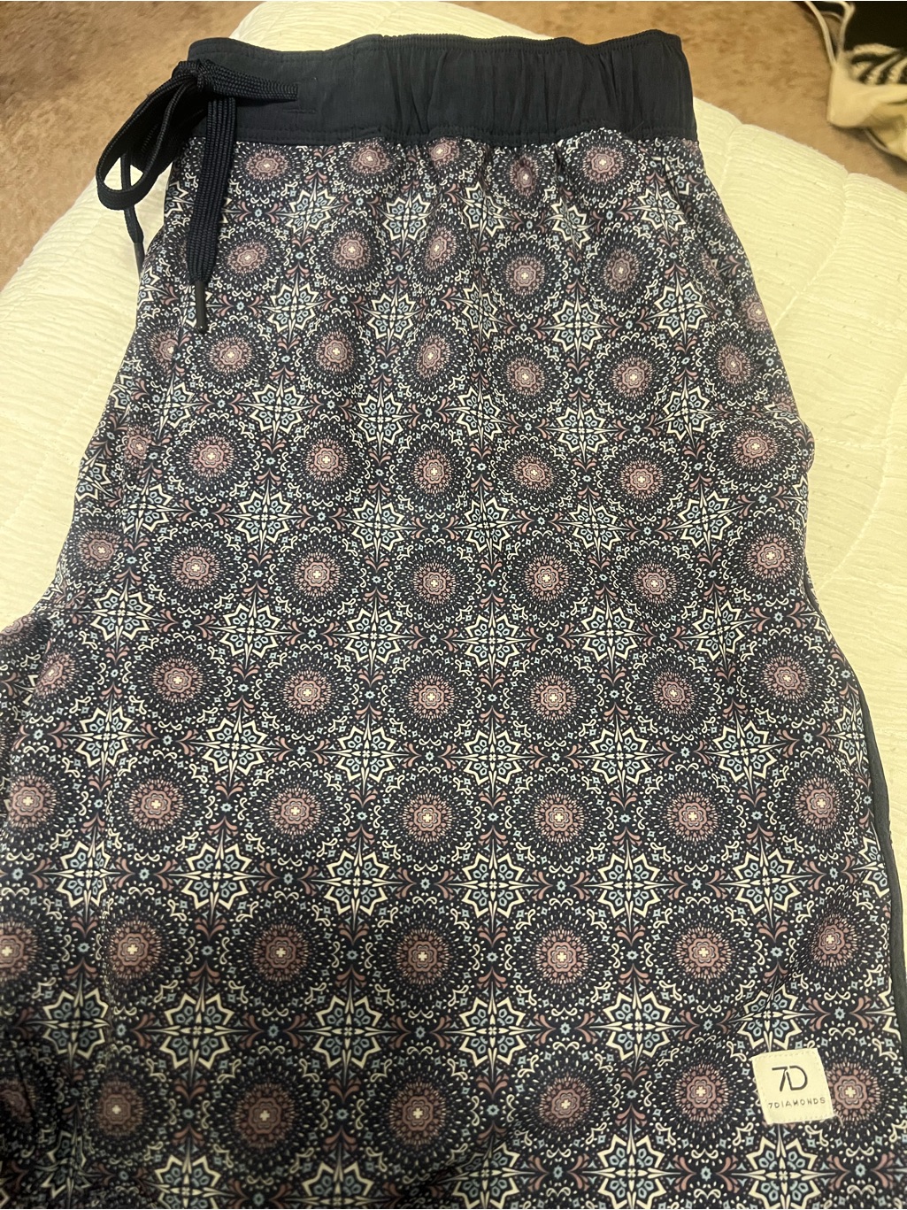 7d Swim Shorts With Navy And Pink Medallion Print